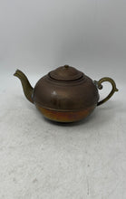Load image into Gallery viewer, Vintage Copper Brass Brown Serving Tableware Side Handle Teapot With Lid
