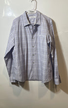 Load image into Gallery viewer, Calvin Klein Mens Blue White Plaid Long Sleeve Collared Button-Up Shirt Size L
