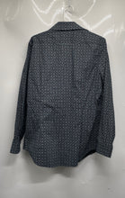 Load image into Gallery viewer, Express 1MX Mens Black White Geometric Print Stretch Extra Slim Dress Shirt Sz M
