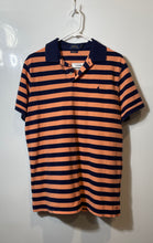 Load image into Gallery viewer, Polo Ralph Lauren Mens Blue Peach Striped Cotton Custom Slim Fit Polo Shirt Sz L
