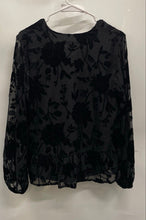 Load image into Gallery viewer, Express Womens Black Long Sleeve V-Neck Peplum Hem Overlay Blouse Top Size M
