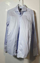 Load image into Gallery viewer, Hugo Boss Mens Blue Long Sleeve Collared Slim Fit Dress Shirt Size 15

