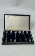 Load image into Gallery viewer, Lot Of 6 Pcs Silver-Tone Polished Stone Twisted Wire Mini Spoons With Box
