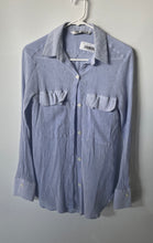 Load image into Gallery viewer, Zara Womens Light Blue Long Sleeve Collared Pockets Button-Up Shirt Size Small
