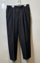 Load image into Gallery viewer, Reda Mens Black Striped Pleated Front Pockets Straight Leg Dress Pants No Size
