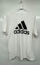 Load image into Gallery viewer, Adidas Mens White Logo Print Cotton Short Sleeve Crew Neck Golf T-Shirt Size XL
