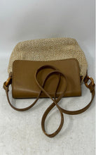Load image into Gallery viewer, Fossil Womens Beige Brown Woven Raffia Leather Trim Flap Crossbody Bag
