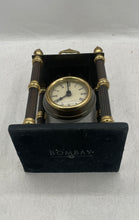 Load image into Gallery viewer, Vintage Bombay Collectible Roman Numerals Black Gold-Tone Mantel Clock
