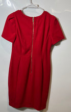 Load image into Gallery viewer, Calvin Klein Womens Red Short Puff Sleeve Back-Zip Sheath Dress Size 10
