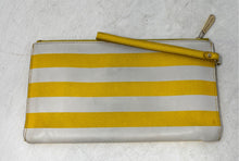 Load image into Gallery viewer, Michael Kors Womens Yellow And White Striped Leather Wristlet Wallet
