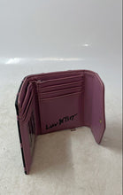 Load image into Gallery viewer, Luv Betsey By Betsey Johnson Womens Black Purple Heart Quilted Trifold Wallet
