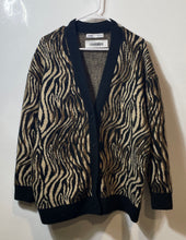 Load image into Gallery viewer, Zara Womens Beige Black Animal Print Long Sleeve Cardigan Sweater Size Medium
