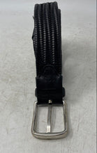 Load image into Gallery viewer, Massimo Dutti Womens Black Silver-Tone Bucket Leather Braided Waist Belt
