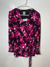 Load image into Gallery viewer, Anne Klein Womens Multicolor Floral V-Neck Wrap Blouse Top Size Medium
