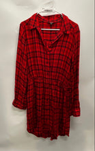 Load image into Gallery viewer, Express Womens Red And Black Plaid Long Sleeve Collared Shirt Dress Size Large
