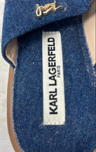 Load image into Gallery viewer, Karl Lagerfeld Womens Clarina Blue Slip-On Denim Block Platform Heels Size 8M
