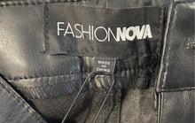 Load image into Gallery viewer, Fashion Nova Womens Black Faux Leather Straight Leg Trouser Pants Size Small

