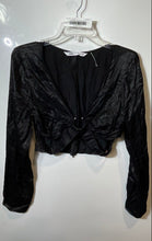 Load image into Gallery viewer, Zara Womens Black Long Sleeve Plunge Neck Regular Fit Cropped Blouse Top Size S
