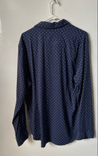 Load image into Gallery viewer, Express Mens Blue Printed Long Sleeve Collared Fitted Dress Shirt Size Large

