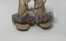 Load image into Gallery viewer, Jessica Simpson Womens Nude Glitter Open Toe Stiletto Slingback Heels Size 6.5M
