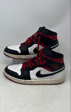 Load image into Gallery viewer, Nike Mens Air Jordan 1 Mid Red White Black Mid Top Lace-Up Sneaker Shoes Size 10

