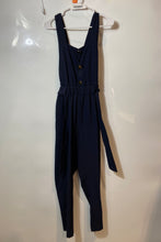 Load image into Gallery viewer, Zara Womens Blue Sleeveless Tie Waist Straight Leg One-Piece Jumpsuit Size M
