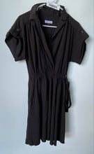 Load image into Gallery viewer, Calvin Klein Womens Black Short Sleeve Tie Gathered Waist Shirt Dress Size 6
