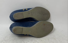 Load image into Gallery viewer, Michael Pasinkoff Womens Blue Suede Slip-On Wedge Pump Heels Size EUR 37
