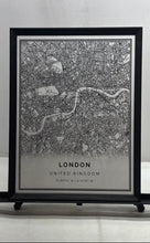 Load image into Gallery viewer, London United Kingdom Map Square Framed Black White Wall Art Print

