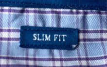 Load image into Gallery viewer, Vince Camuto Mens Blue Plaid Collared Slim Fit Long Sleeve Dress Shirt Size 15
