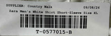 Load image into Gallery viewer, Zara Mens White Short Sleeve Spread Collar Button-Up Shirt Size XL
