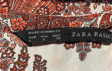 Load image into Gallery viewer, Zara Basic Womens Multicolor Paisley Long Sleeve V-Neck Blouse Top Size Large
