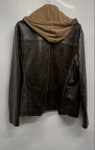 Load image into Gallery viewer, Vera Pelle Mens Brown Leather Long Sleeve Hooded Full Zip 2-In-1 Jacket Size 44
