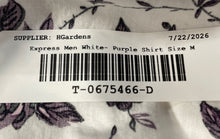Load image into Gallery viewer, Express Mens White Purple Floral Print Extra-Slim Dress Shirt Size M 15-15.5
