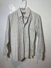 Load image into Gallery viewer, Express Mens White Beige Printed Cotton Long Sleeve Dress Shirt Size M 15-15.5
