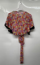 Load image into Gallery viewer, Zara Womens Multicolor Floral Tie Front Sheer Ruffle Sleeve Blouse Top Size S
