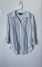Load image into Gallery viewer, Tommy Hilfiger Womens Light Blue White Striped Long Sleeve Button-Up Shirt Sz M
