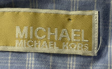 Load image into Gallery viewer, Michael Kors Mens Light Blue White Plaid Cotton Slim Fit Dress Shirt Sz 15 32/33
