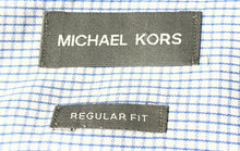Load image into Gallery viewer, Michael Kors Mens Blue White Cotton Long Sleeve Dress Shirt Size Medium
