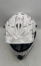 Load image into Gallery viewer, Youth White Gray Pink Butterfly Floral Dirt Bike Motocross Helmet Size M
