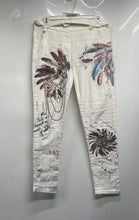 Load image into Gallery viewer, Womens White Bohemian Embellished Skinny Leg Ankle Pants Size Small Italian
