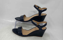 Load image into Gallery viewer, Antonio Melani Womens Blue Leather Open Toe Wedge Ankle Strap Sandals Size 7.5 M

