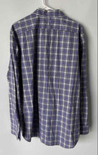 Load image into Gallery viewer, Banana Republic Mens Blue Plaid Cotton Slim Fit Button-Down Dress Shirt Size XL
