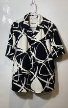 Load image into Gallery viewer, Zara Mens Black White Short Sleeve Collared Regular Fit Button-Up Shirt Size L
