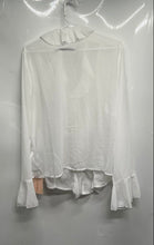 Load image into Gallery viewer, SheinBae Womens White Long Bell Sleeve Ruffle Front Blouse Top Size 3XL With Tag

