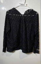 Load image into Gallery viewer, Express Womens Black Lace Overlay Long Sleeve Round Neck Blouse Top Size M

