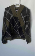 Load image into Gallery viewer, Joseph A Womens Green Black And White Front Zipper Pullover Sweater Size Large
