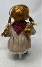 Load image into Gallery viewer, Duck House Heirloom Kassidy Girl Porcelain Doll Holding Brown Teddy Bear
