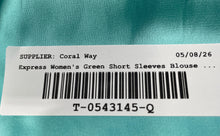 Load image into Gallery viewer, Express Womens Green Gramercy Short Sleeve Front-Zip Blouse Top Size XS
