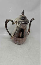 Load image into Gallery viewer, Vintage Silver-Tone Ornate Handle Hinged Pointed Finial Lid Tea Kettle
